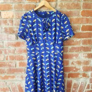 Lindy Bop - Blue Retro Dress w/Cats & Umbrellas